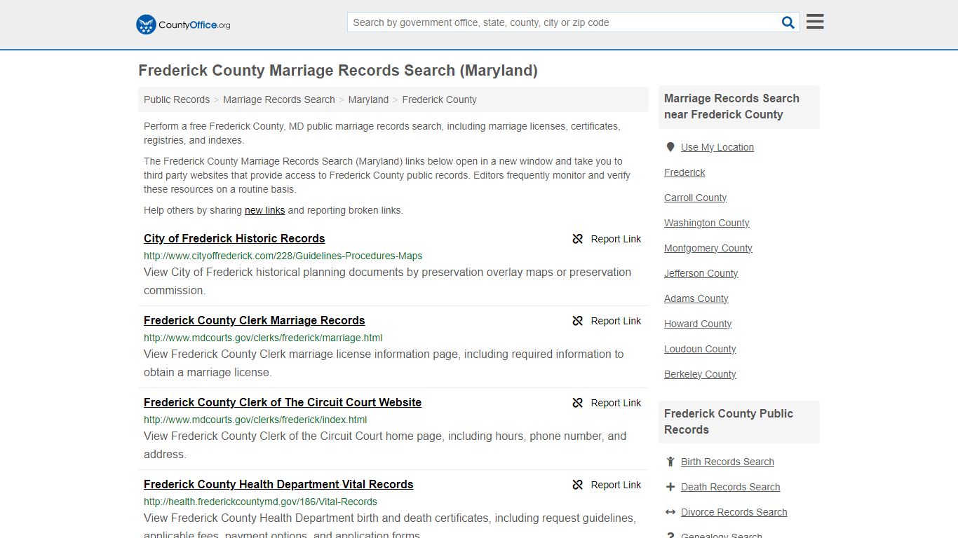 Frederick County Marriage Records Search (Maryland)